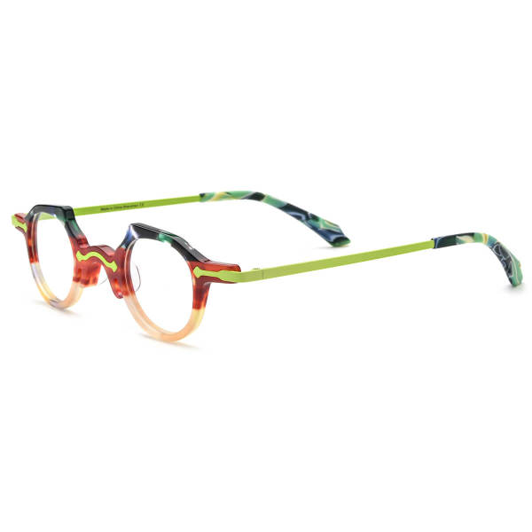 Round Prescription Eyeglass Frames LE3002 - Stylish Light Yellow Acetate Glasses