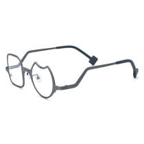 Geometric Glasses Frames in Gunmetal - Bold, Lightweight Titanium Design, LE3012