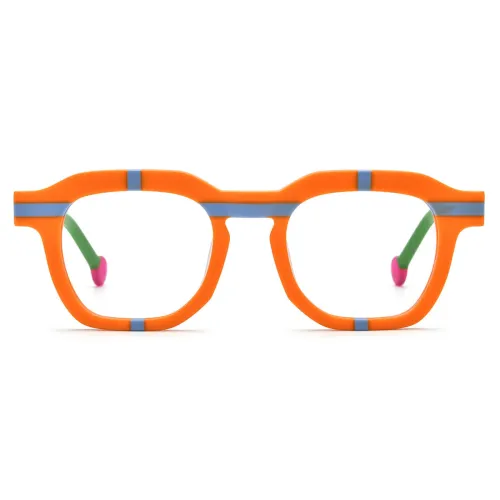 Orange Glasses - LE3024 Frosted Orange Acetate Square Frames