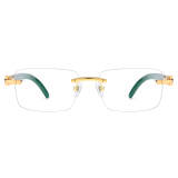 Rimless Natural Horn Glasses LH3096 with Spring Hinges - Black
