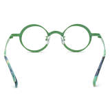 Circle Frame Titanium Glasses in Blue and Green - Lightweight, Hypoallergenic, Durable
