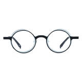 Black and White Round Titanium Glasses - Lightweight, Hypoallergenic, Durable Eyewear