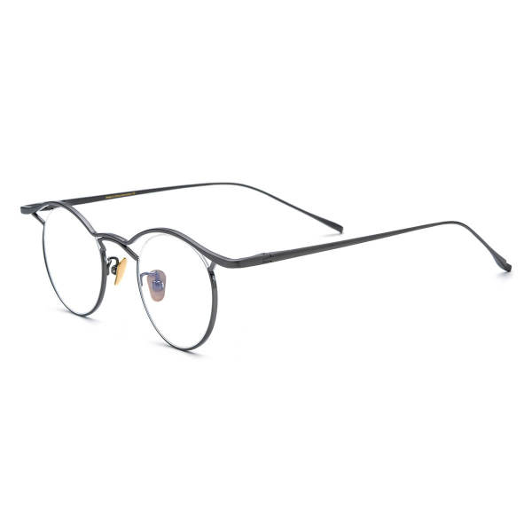 Oversized Eyeglasses for Men and Women - LE3029 Gunmetal Round Titanium Glasses