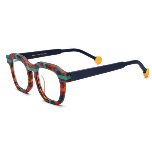 Square Spectacles Frames - LE3024 Frosted TortoiseShell - Stylish Acetate Glasses