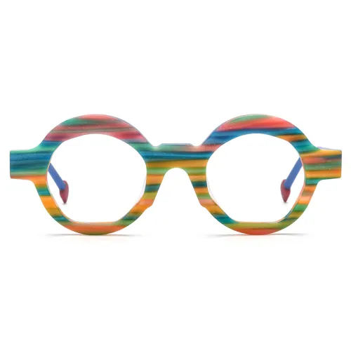 Blue Glasses – LE3025 Frosted Blue: Vibrant and Durable Round Frames