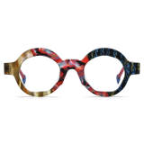 Red Round Acetate Glasses – LE3025: Frosted Design with Vibrant Colors