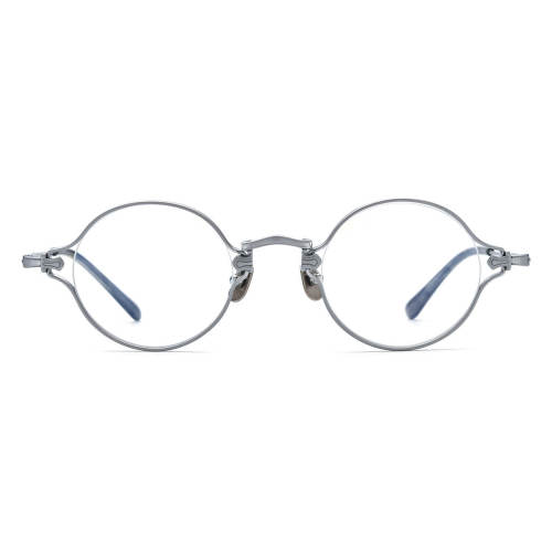 Titanium Glasses Frame - Silver Round Eyewear LE3020 with Hypoallergenic Coating