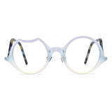 Large Prescription Frosted Light Blue Acetate Glasses LE3021 - Unique Round and Geometric Design