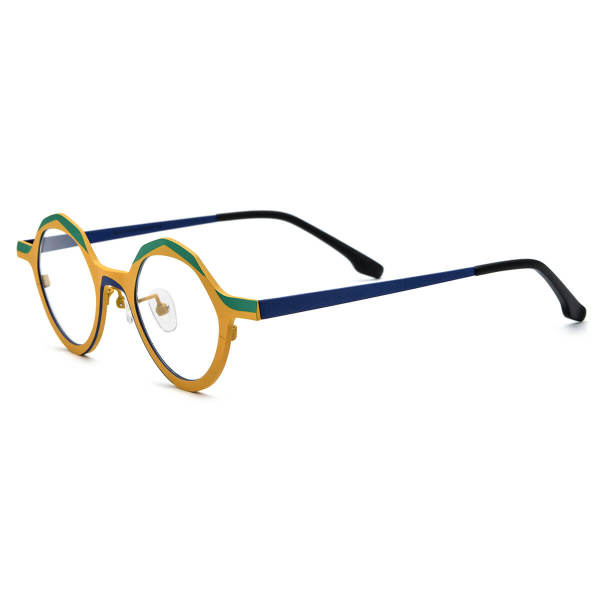 Yellow Glasses - Large Frame Geometric Titanium Glasses LE3031