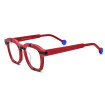 Square Acetate Glasses LE3024 - Frosted Red