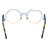 Large Prescription Frosted Light Blue Acetate Glasses LE3021 - Unique Round and Geometric Design