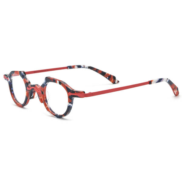 Black & Red Glasses for Women LE3002 - Stylish Acetate Round Frames