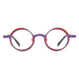 Large Round Eyeglasses in Purple and Red - Lightweight, Hypoallergenic Titanium Glasses
