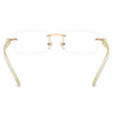 Rimless Natural Horn Glasses LH3091 with Spring Hinges - White
