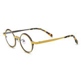Titanium Glasses in Yellow and Brown - Lightweight, Hypoallergenic Round Eyeglasses