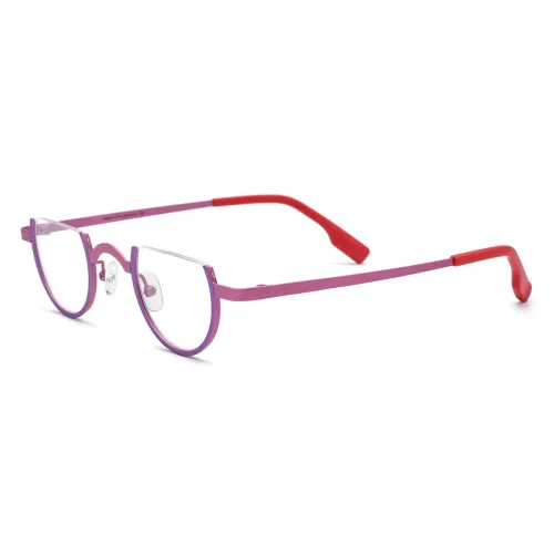 Half Rim Titanium Glasses LE3005 - Purple & Pink