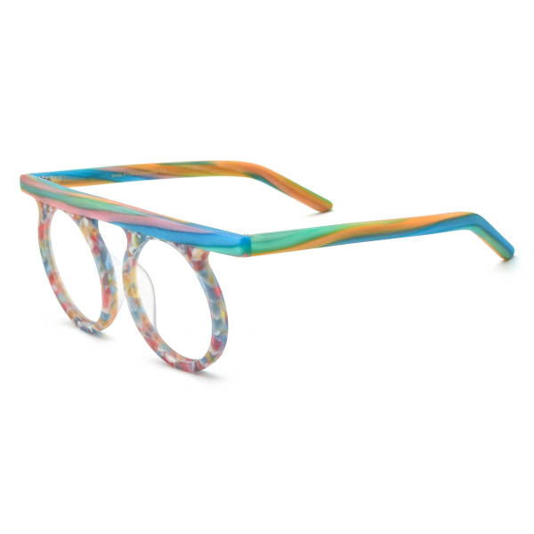 Round Tortoise Shell Glasses - LE3026 Frosted TortoiseShell Acetate Frames with Unique Bridge Design