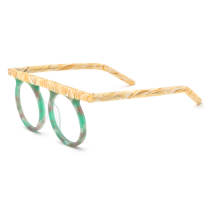 Green Glasses Frames - LE3026 Frosted Green Acetate Round Glasses for Durable Style