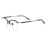 Large Glasses Frames - Lightweight Black Titanium Half Rim Glasses, LE3016