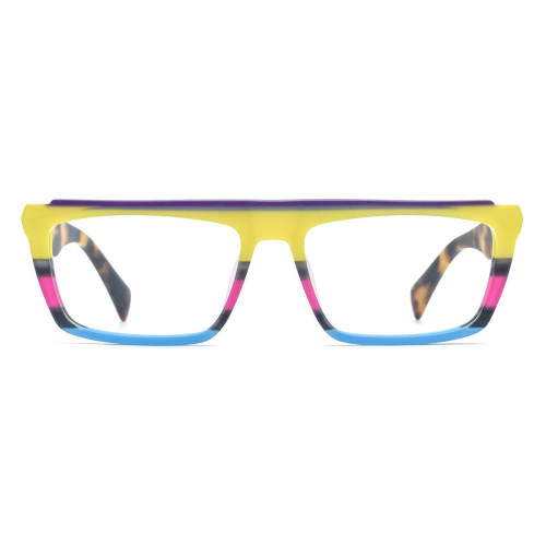 Color Glasses - Stylish and Durable Acetate Frosted Color Rectangle Glasses LE3036