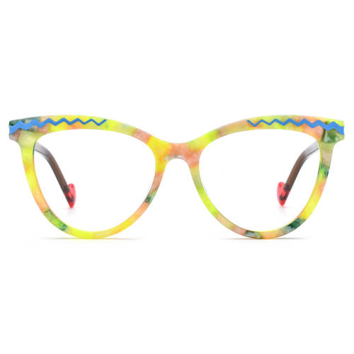 Cat Eye Spectacle Frames in Yellow | LE3055 Acetate Glasses for a Vibrant Look