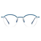Half Rim Glasses for Women - Blue & Silver Titanium LE3044