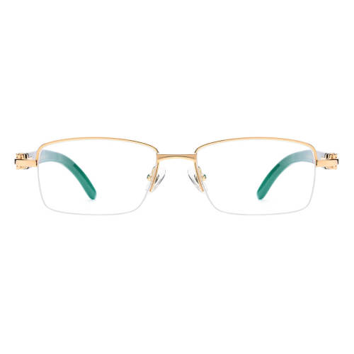 Half Rim Natural Horn Glasses LH3088 with Spring Hinges - Black