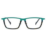 Titanium Frame Eyeglasses - LE3054 Cyan Green Rectangle Glasses