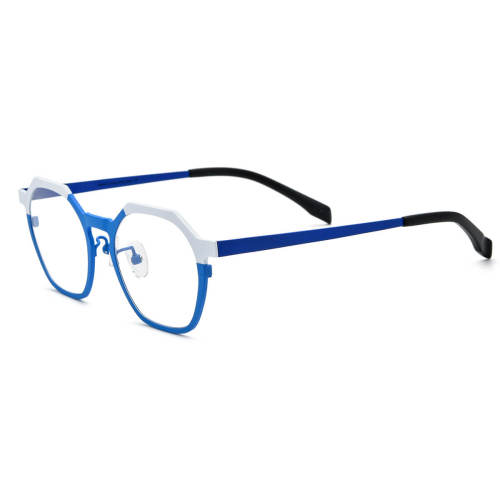 Geometric Titanium Glasses LE3047 - White & Blue