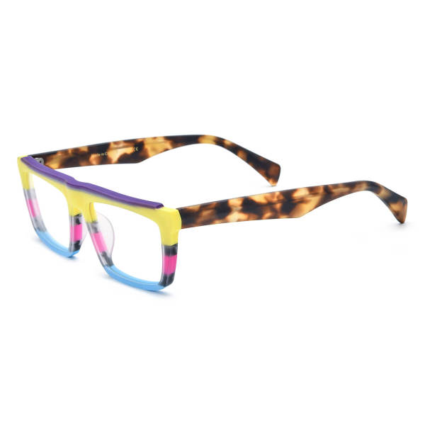 Color Glasses - Stylish and Durable Acetate Frosted Color Rectangle Glasses LE3036