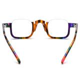Tortoise Eyeglasses - Stylish Flower TortoiseShell Half Rim Acetate Glasses LE3046