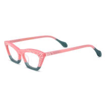 Pink Eyeglasses - Stylish Cat Eye Frosted Pink Acetate Glasses LE3040
