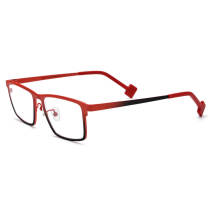 Red Eyeglasses - Titanium Rectangle Frames with Gradient Red to Black