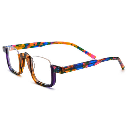 Tortoise Eyeglasses - Stylish Flower TortoiseShell Half Rim Acetate Glasses LE3046