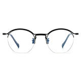 Black Eyeglass Frames - Premium Lightweight Titanium Half Rim Glasses LE3044 for Men and Women