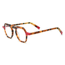 Geometric Acetate Glasses LE3041 - Red Tortoise