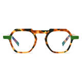 Acetate Glasses Frames - Stylish Green TortoiseShell Geometric Glasses LE3041