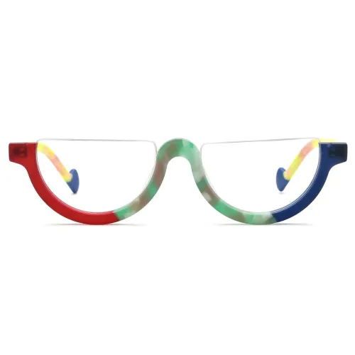 Half Frame Spectacles Glasses - Stylish and Durable Frosted Black & Red Half Rim Glasses LE3037