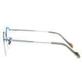 Half Rim Glasses for Women - Blue & Silver Titanium LE3044