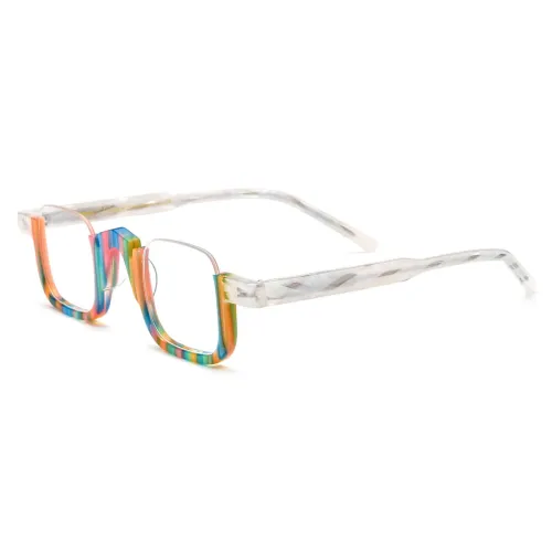 Semi Rimless Prescription Glasses - Stylish Tortoise Shell Half Rim Acetate Glasses LE3046
