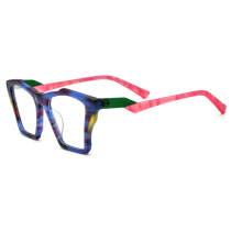 Cat Eye Frames Frosted Blue Stripes - Stylish & Durable Acetate Glasses