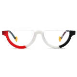 Large Frame Prescription Glasses - Stylish and Durable Frosted Red & Black Acetate Half Rim Glasses LE3037