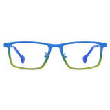 Women's Rectangle Eyeglasses - Blue to Yellow Gradient, Titanium Frame