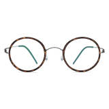 Round Tortoise Shell Glasses - LE3077, Lightweight Titanium Frame, Stylish and Allergy-Free