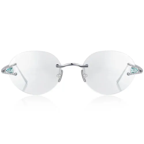 Rimless 925 Silver Glasses LE3083 - Blue & Silver