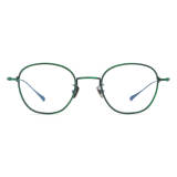 Stylish Glasses with Green Frames - LE3048 Green & Gunmetal Titanium Square Glasses