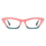 Pink Eyeglasses - Stylish Cat Eye Frosted Pink Acetate Glasses LE3040