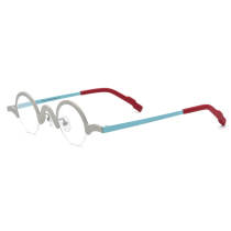 Semi Rimless Glasses - Stylish Titanium Silver Half Rim Glasses LE3038