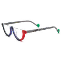 Half Frame Spectacles Glasses - Stylish and Durable Frosted Black & Red Half Rim Glasses LE3037