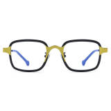 Square Prescription Glasses - Black & Yellow LE3050 - Trendy Titanium Frame